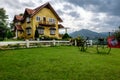 Beautiful yellow house, pai, Thailand Royalty Free Stock Photo