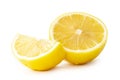 Beautiful yellow lemon half with slice isolated on white background with clipping path Royalty Free Stock Photo