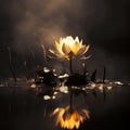 Mystic white lotus flower in the swamp