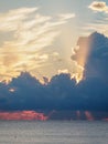 Beautiful yellow-pink sunset in the clouds over the sea Royalty Free Stock Photo