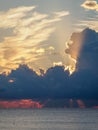 Beautiful yellow-pink sunset in the clouds over the sea Royalty Free Stock Photo
