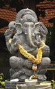 Beautiful flower garlanded and decorated Ganesha statue in Bali