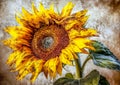 The beautiful yellow sunflower created with AI.