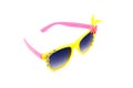 Beautiful yellow sunglasses isolate white background Royalty Free Stock Photo