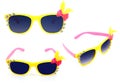 Beautiful yellow sunglasses isolate white background Royalty Free Stock Photo