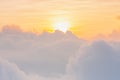 beautiful yellow sunlight of sun while sunrise or sunset with soft white cloud on sky for wallpaper or background Royalty Free Stock Photo