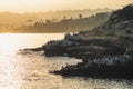 Beautiful yellow sunrise over La Jolla Cove in San Diego, California Royalty Free Stock Photo