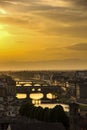 Sunset over river Arno in Florence Royalty Free Stock Photo