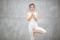 Beautiful Yoga: Vrksasana pose Royalty Free Stock Photo