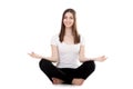Beautiful yogi female squat cross-legged