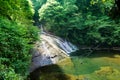 Beautiful yoro keikoku valley waterfall under morning sun in Chiba Prefecture, Japan Royalty Free Stock Photo