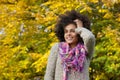 Beautiful young african american woman smiling with hand in hair Royalty Free Stock Photo