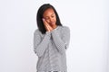Beautiful young african american woman wearing winter sweater over isolated background sleeping tired dreaming and posing with Royalty Free Stock Photo