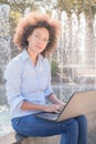 Beautiful Young Afro American Student Woman Working With Laptop Royalty Free Stock Photo