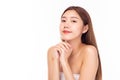 Beautiful young asian woman with clean fresh skin, closed eyes. Female beauty face care. bear shoulder. Glamour girl has beauty Royalty Free Stock Photo