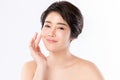 Beautiful Young Asian Woman with Clean Fresh Skin. Face care, Facial treatment, Cosmetology, beauty and healthy skin and cosmetic Royalty Free Stock Photo