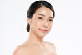 Beautiful Young Asian Woman with Clean Fresh Skin. Face care, Facial treatment, on white background, Beauty and Cosmetics Concept Royalty Free Stock Photo