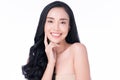 Beautiful Young Asian Woman with Clean Fresh Skin. Face care, Facial treatment, on white background, Beauty and Cosmetics Concept