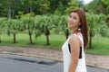 Beautiful young Asian woman in the countryside Royalty Free Stock Photo