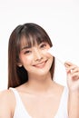 Beautiful Young Asian Woman Holding luxury white clean tube smile