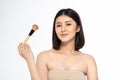 Beautiful Young Asian Woman short hair  with Clean Fresh Skin. Face care, Facial treatment, Cosmetology, beauty and healthy skin Royalty Free Stock Photo