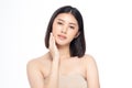 Beautiful Young Asian Woman short hair  with Clean Fresh Skin. Face care, Facial treatment, Cosmetology, beauty and healthy skin Royalty Free Stock Photo