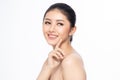 Beautiful Young Asian Woman short hair  with Clean Fresh Skin. Face care, Facial treatment, Cosmetology, beauty and healthy skin Royalty Free Stock Photo