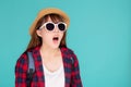 Beautiful young asian woman shouting sound loud with mouth for announce something in vacation travel Royalty Free Stock Photo