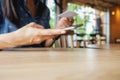 Beautiful young asian woman using smartphone and holding card for shopping online payment . Shopping concept with copy space. Royalty Free Stock Photo