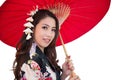 Beautiful young asian woman wearing traditional japanese kimono. Royalty Free Stock Photo