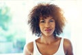 Beautiful young black woman with frizzy Afro hair Royalty Free Stock Photo