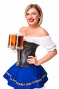 Beautiful young blond girl of oktoberfest beer stein Royalty Free Stock Photo