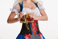 Beautiful young blond girl of oktoberfest beer stein Royalty Free Stock Photo