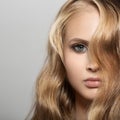 Beautiful Young Blond Woman With Long Wavy Hair Royalty Free Stock Photo