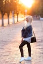 Beautiful young blonde girl with a pretty smiling face and beautiful eyes. Portrait of a woman with long hair and amazing looks. Royalty Free Stock Photo