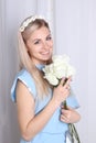 Beautiful young blonde woman with flower wreath Royalty Free Stock Photo