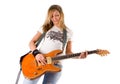 Beautiful young blonde woman playing guitar 2 Royalty Free Stock Photo