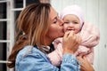 Beautiful young brunette woman with baby Royalty Free Stock Photo