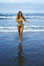 Beautiful Young Brunette Womans Enjoys The Beach Royalty Free Stock Photo