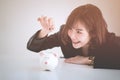 Beautiful young business girl saving money Royalty Free Stock Photo