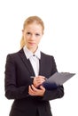 A beautiful young business woman with folder Royalty Free Stock Photo