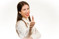 Beautiful young business woman, with her thumb up Royalty Free Stock Photo