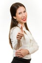 Beautiful young business woman, with her thumb up Royalty Free Stock Photo