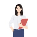 Beautiful young business woman or secretary keeps a folder Royalty Free Stock Photo