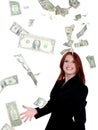 Beautiful Young Business Woman Throwing Money Into Air Royalty Free Stock Photo