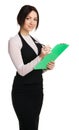 Beautiful young businesswoman with a worksheet