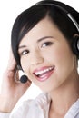 Beautiful young call-center assistant smiling