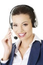 Beautiful young call-center assistant smiling