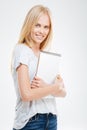 Beautiful young casual girl notebook Royalty Free Stock Photo