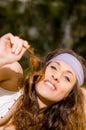 Beautiful young caucasian girl at the park Royalty Free Stock Photo